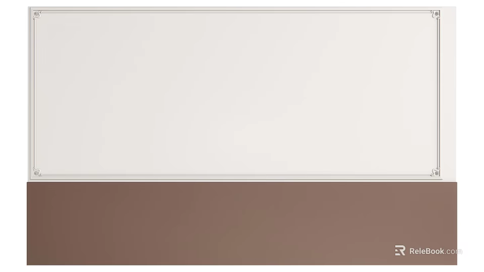 Modern Interior Background Wall With White Upper And Brown Lower Sections And Decorative Trim 3d model