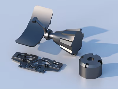 Detailed 3D Rendered Mechanical Components With Bracket And Cylindrical Parts 3d model