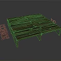 Rustic Wooden Pallet Platform with Small Ladder Shelf and Sturdy Legs