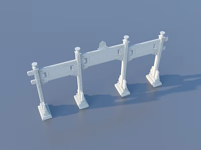 White Traditional Storefront Entrance With Ornate Columns And Decorative Beams Classic Archway Design 3d model