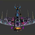 Futuristic Cosmic Aerospace Spaceship Model With Colorful Mechanical Wings And Blue Purple Accents