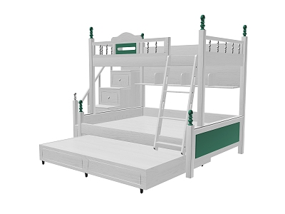 Bed High and Low Bed Children's Bed Combination Bed Solid Wood Bed model