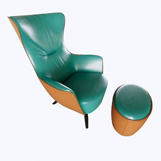 Modern Single Sofa Single Sofa Leather Chair Foot 3d model