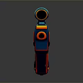 Futuristic Sci Fi Blue Gun With Scope Yellow Red Accents And Mechanical Design