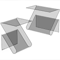 Modern Geometric Orange and Silver Acrylic Side Tables with Transparent Z Shaped Design