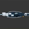 Futuristic Sci Fi Blaster Weapon With Blue Metallic Body And Brown Wooden Grip