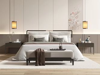 New Chinese Double Bed 3d model