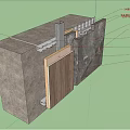 Architectural Building Components Featuring Insulation Layer Waterproof Layer Stone Curtain Wall And Keel 3d model