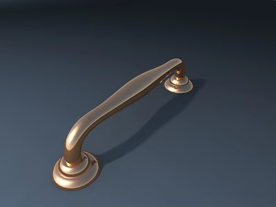 Golden Metal Furniture Handle With Curved Design And Smooth Surface For Cabinets 3d model