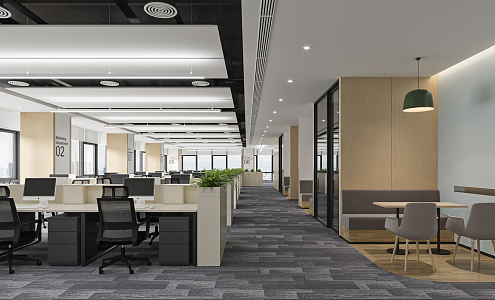 modern public office area open office area 3d model