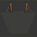 3D Suspension Bridge Structure With Orange Wooden Planks White Piers And Green Grass