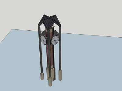 Modern Clock Tower With Double Faced Clocks And Geometric Architectural Design 3d model