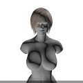 Game And Movie Character 3D Model With Blonde Short Hair No Facial Features Prominent Chest