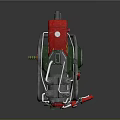 Mechanical Equipment With Multiple Cylinders Metal Frame Pipes Red Components And Green Wheels