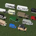 Various Types of RVs and Small Vehicles in Different Colors Parked on Green Grass
