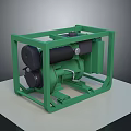 Green Framed Industrial Air Compressor With Black Motor And Enclosed Structure