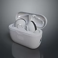 White Wireless Earbuds Charging Case with Open Lid and Earphones Inside Featuring Brand Logo