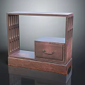 Wooden Shelf Furniture With Drawer Storage And Vertical Slats On Sides