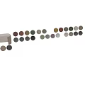 Modern Sofa Bench with Gray Upholstered Seat Cylindrical Wooden Legs and Color Options
