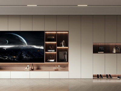 Modern TV Background Cabinet TV Cabinet Background Shoe Cabinet Integrated 3d model