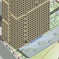 Modern High Rise Office Building With Stacked Block Structure And Light Facade 3d model