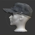 Gray Fabric Baseball Cap Showcased On Mannequin Head With Structured Brim Against Dark Background