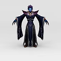 Man In Dark Robe With Decorative Patterns And Wide Sleeves Fantasy Style