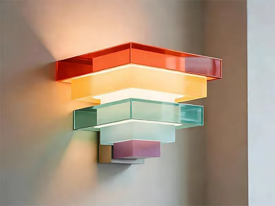Colorful Layered Transparent Glass Wall Lamp Mounted On Wall With Vibrant Gradient Colors Illuminating Interior 3d model