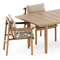 Wooden Dining Table With Comfortable Chairs And Modern Backrest Design For Home Interior