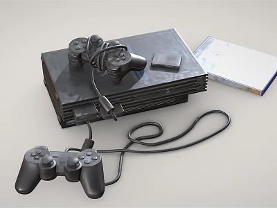 Gaming Entertainment Electronics Including Console Two Controllers Cables And Notebook 3d model