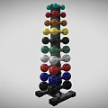 Vertical Dumbbell Rack With Colored Dumbbells And Multiple Weights For Home Gym Fitness Equipment