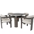 Modern Multifunctional Table With Square Top And Four Padded Armrest Chairs 3d model