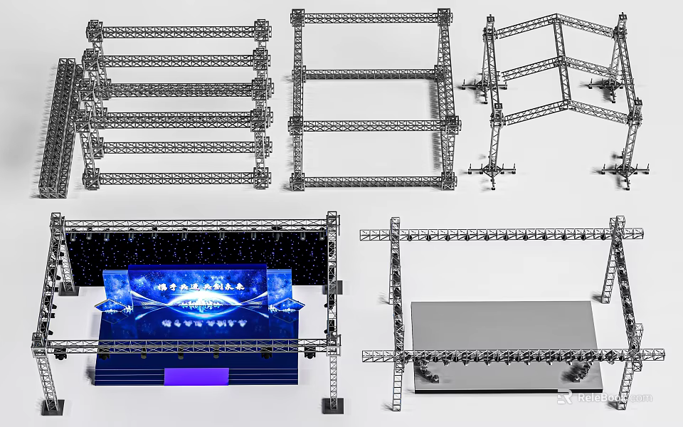 Metal Truss Frame Structure for Stage Construction and Event Support 3d model