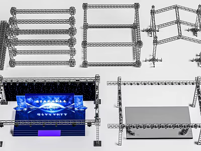 Metal Truss Frame Structure for Stage Construction and Event Support 3d model