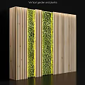 Contemporary Wall Decor Featuring Vertical Wooden Stripes And Green Moss
