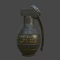 Military Green Grenade Featuring FRAG SPLINT Marking 07 81 90 And Metal Pull Ring
