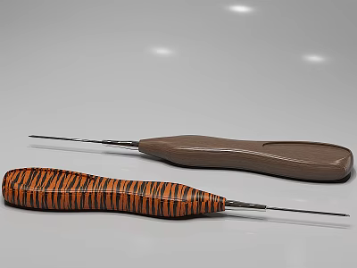 Durable Hardware Tools Featuring Wooden And Striped Handles With Metal Shafts 3d model