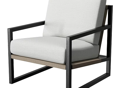 Modern Single Sofa With Black Metal Frame And Light Fabric Upholstery 3d model