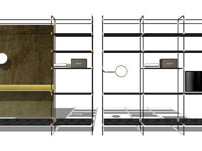 Modern Metal Frame Multi Tier Shelving Unit For Interior Storage And Decor 3d model