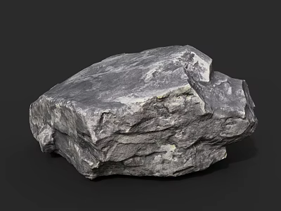Natural Solid Gray Rock With Detailed Rough Surface Texture On Black Background 3d model