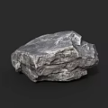 Natural Solid Gray Rock With Detailed Rough Surface Texture On Black Background