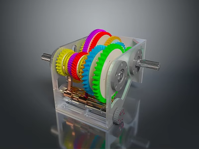 Modern Colorful Lighting Combination With Transparent Casing And Multicolored Gear Components 3d model