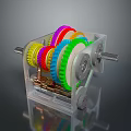 Modern Colorful Lighting Combination With Transparent Casing And Multicolored Gear Components 3d model