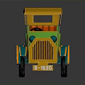 Vintage Colorful Toy Car with Orange Roof Green Body Red Seats and Blue Headlights