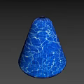 Blue Cone Shaped Object With Water Ripple Texture Against Gray Background