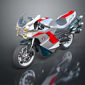 Sleek Modern Sport Motorcycle With Silver Red White Bodywork And Exhaust Pipes