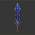 Fantasy Glowing Sword with Blue Blade Purple Accents and Pink Hilt in Mythical Weapon Design