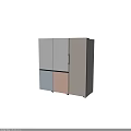 Modern Refrigerator Freezer Featuring Multicolor Panels White Light Blue Pink And Stylish Black Frame
