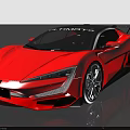 Red Sports Car With Modern Aerodynamic Design And Sleek Exterior Styling