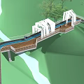 Modern bridge landscape bridge network red bridge special-shaped bridge modeling bridge viewing platform 3d model
